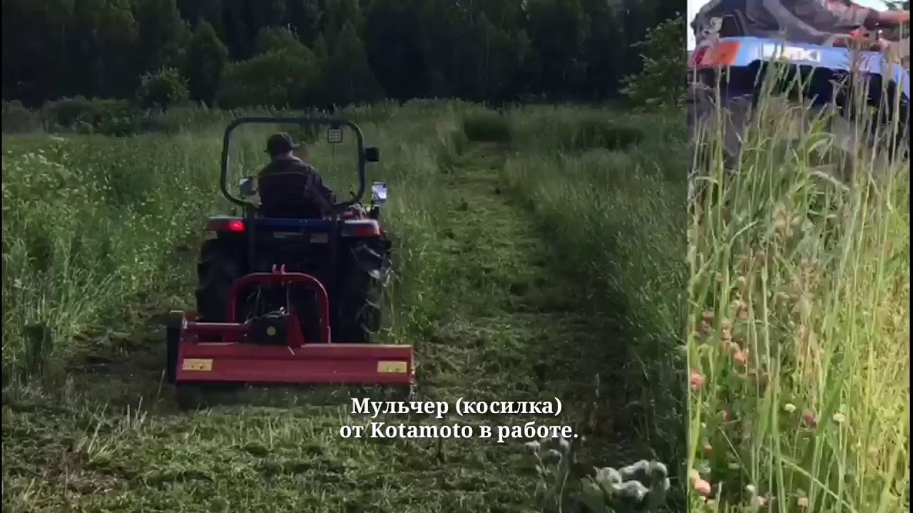 Мульчер (косилка)  от Kotamoto в работе. Трактор Iseki GIAS 25 С КОВШОМ И МУЛЬЧЕРОМ.