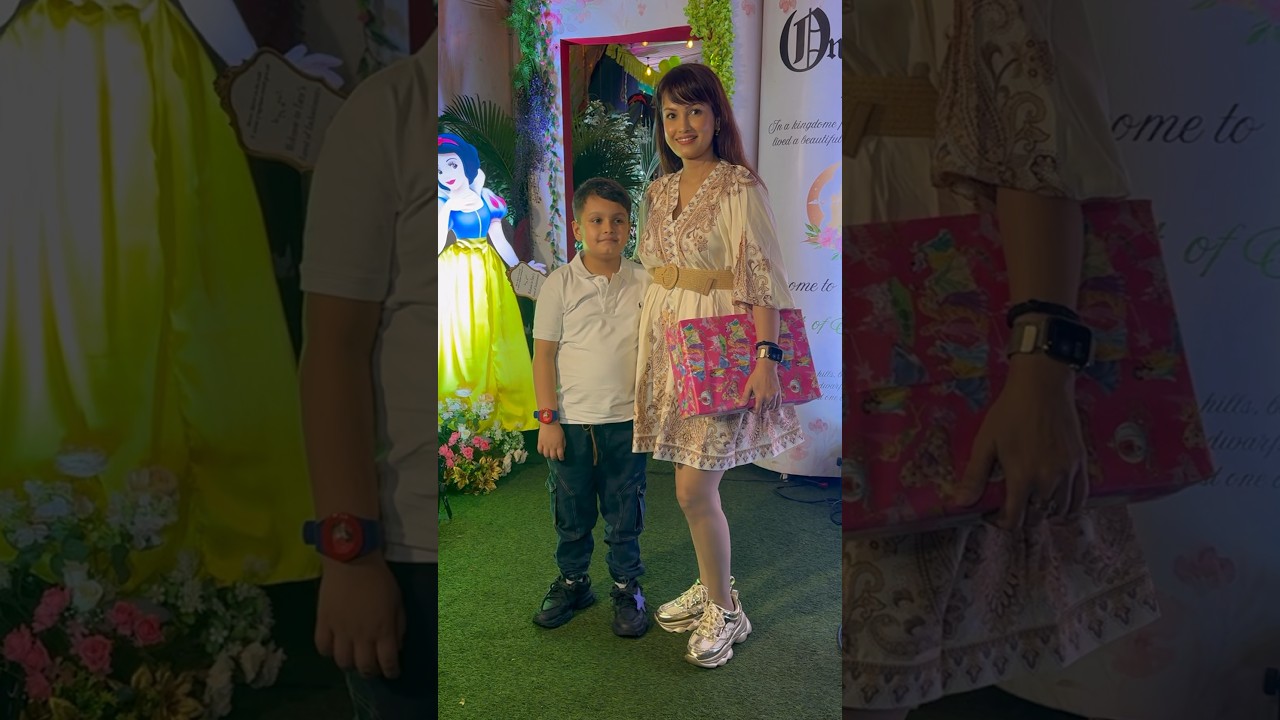 Nisha Rawal With Son Attends Tara Birthday Party