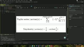 Math Library - Inverse tangent function implementation, Getting value of π | C++ DevLog #2