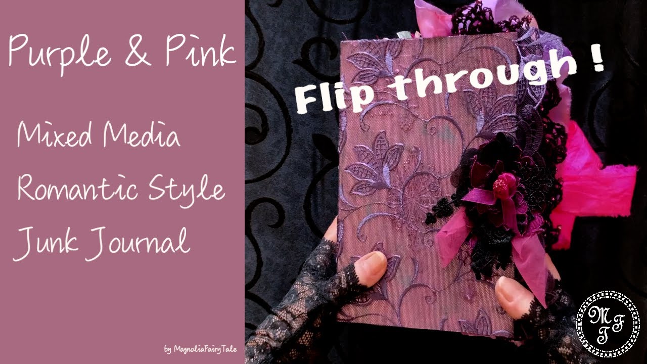 Mixed Media and Lace Junk Journal "Purple & Pink" Flip through English ...