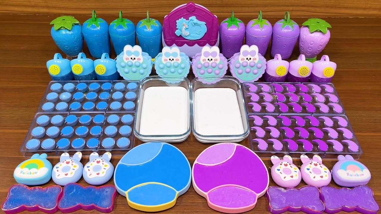 PURPLE vs BLUE !!! Mixing random into GLOSSY slime!!!Satisfying Nastya Slime 