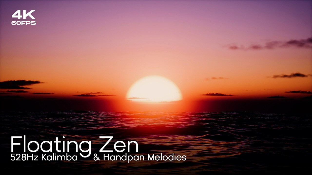 Floating Zen: 528Hz Kalimba & Handpan Melodies on an Ocean Horizon at Golden Hour