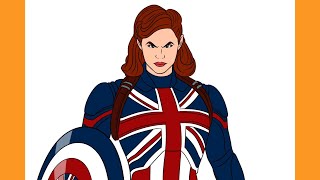 How to Draw CAPTAIN CARTER (Peggy Carter) | Marvel Studios WHAT IF...?