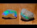 Same gemstones - very different cuts, rough opal