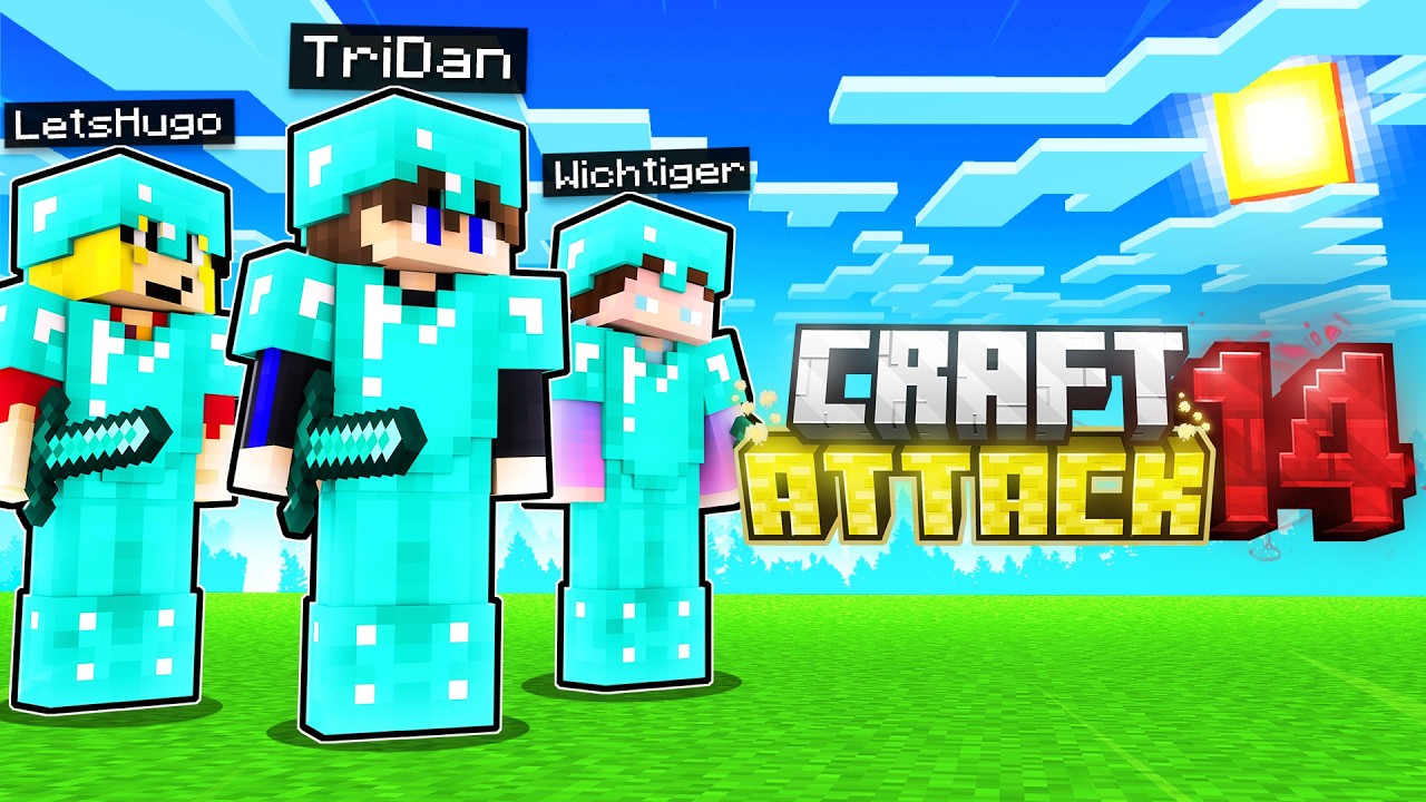 TRIDAN, WICHTIGER & HUGO vs GANZEN CRAFT ATTACK 14 SERVER!