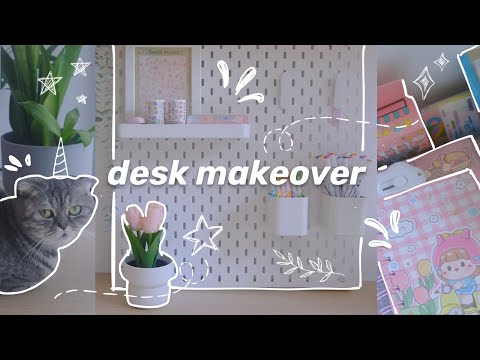 desk makeover 🪴 | minimalist setup, aesthetic desk organization, ikea haul 🌷#deskmakeover #ikeahaul