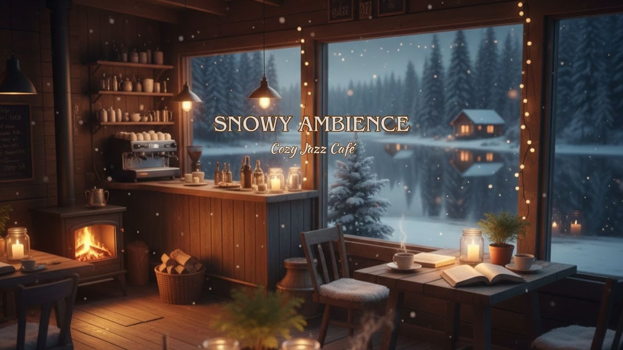 Cozy Jazz Café ☕❄️ Snowy Night Jazz for Focus, Study & Sleep (1 Hour)