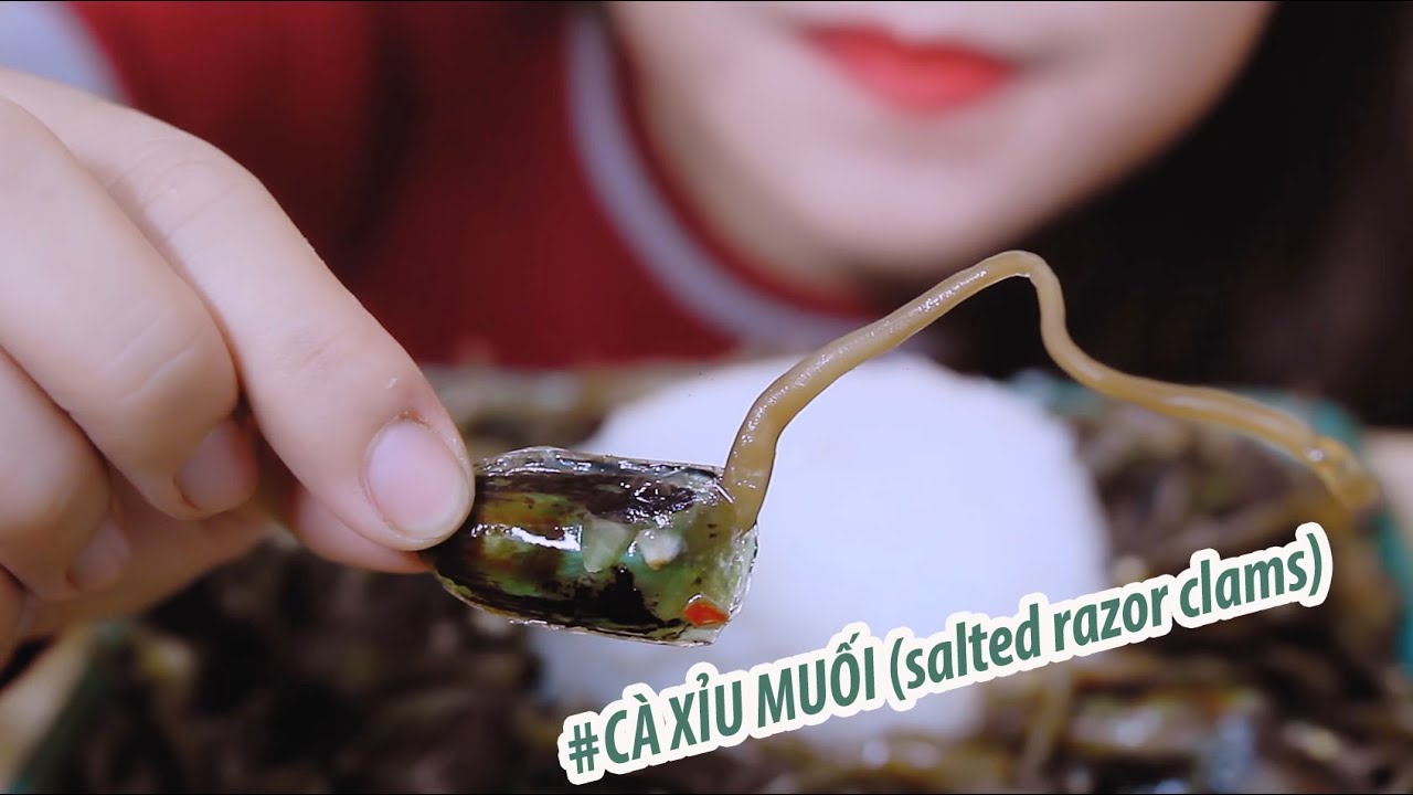 ASMR CÀ XỈU MUỐI(salted razor clams) EXOTIC FOOD EATING SOUNDS | LINH-ASMR