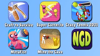 Craft to Survive, Super Cutter.io, Crazy Tennis 2021, MetaFist, Mine the Cave | New Games Daily screenshot 1