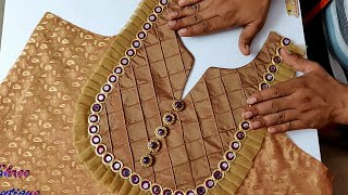 Very Beautiful Neck Design with Mirror Work for Kurti/Suit/ Cutting and Stitching