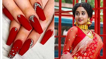 Mithai💕💕Same color❤Combination dress🌹🌹With Nailpolish Design 🌹🌹Sowmitrisha🌹