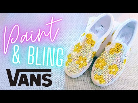 Vans Shoes custom rhinestone,White,Size 8