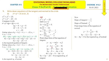 F Sc Part II Mathematics Lesson # 42    Ex 6 1,6 2 by Zahid Hussain