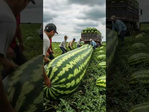 American Grow Impossibly Long Watermelon Stretching Across The Field Watermelon Farming
