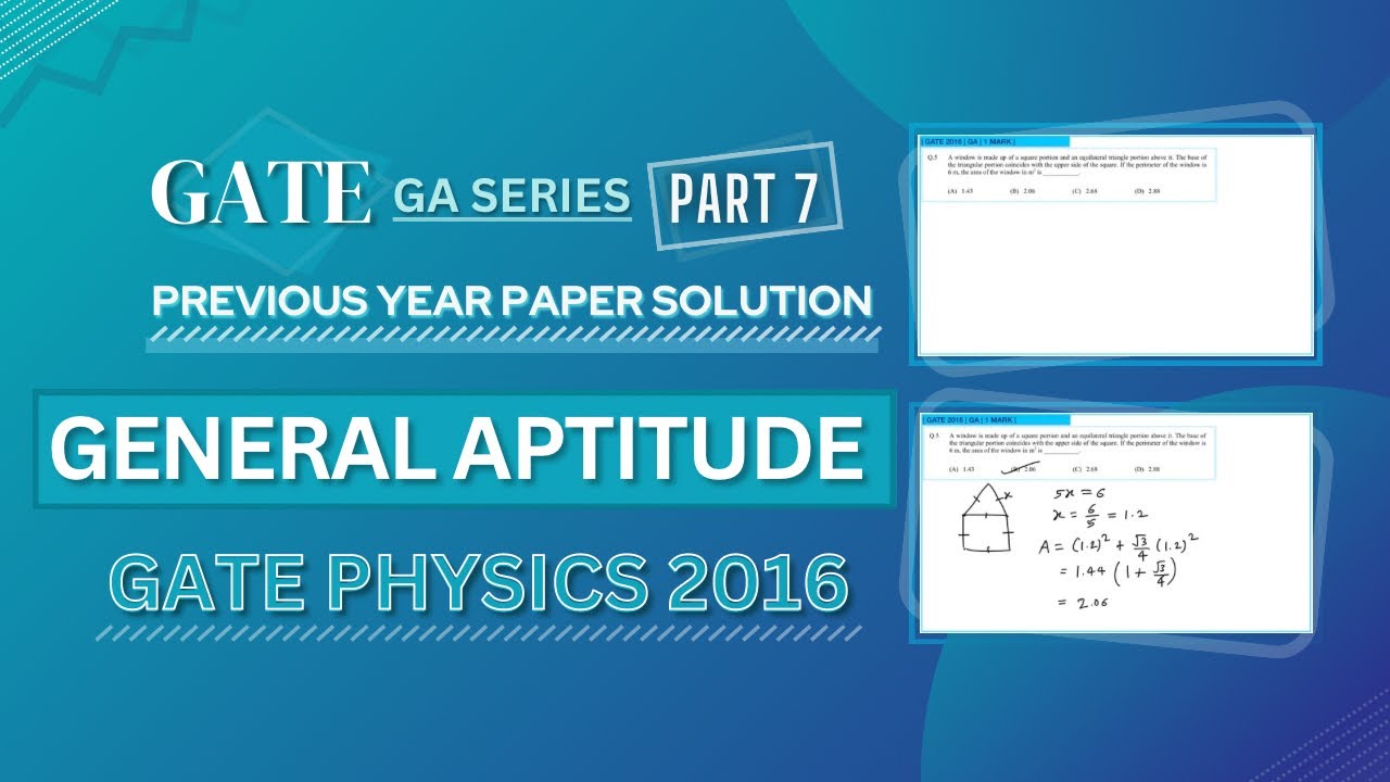 GATE PHYSICS 2016 Solved Paper | General Aptitude | Previous Year Paper COMPLETE Solution