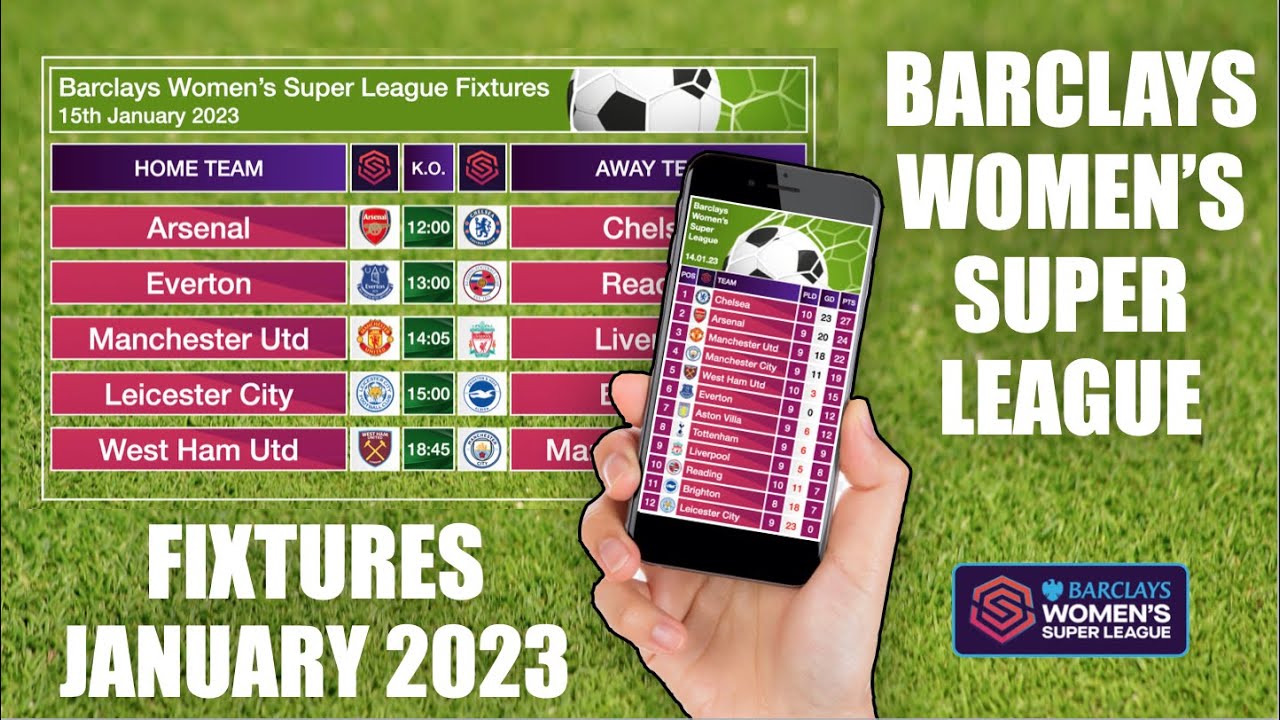 Women's Super League Fixtures WSL Fixtures January 2023 YouTube