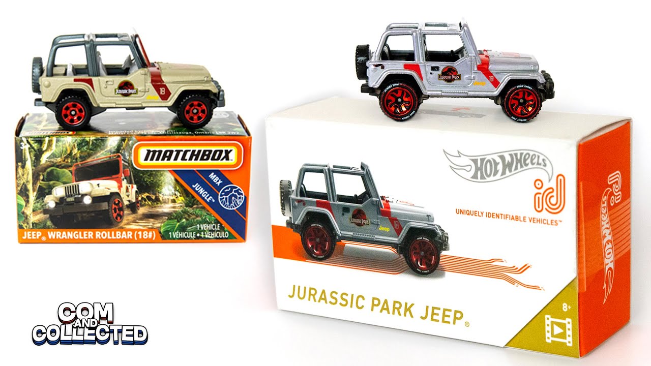 Hot Wheels ID Jurassic Park Jeep VS. Matchbox Jeep Wrangler Rollbar #18 -  Comparison 2020 - YouTube