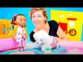 Kız oyunları! Doc McStuffins ile Sihirli kutu - Pet kuaför salonu açıyoruz! Oyun videoları