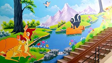 Vẽ tranh tường mầm non, tranh vẽ cầu thang trường mầm non Lê Hồ. X,thêm c.trình khác bên dưới