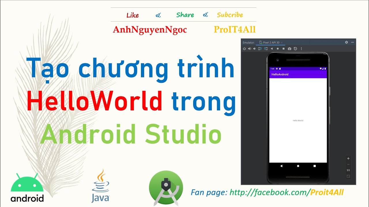 Tạo chương trình Android HelloWorld trong Android Studio - YouTube