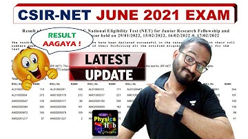 CSIR-NET LATEST UPDATE | CSIR NET JUNE 2021 RESULTS DECLARED | PHYSICS HUB