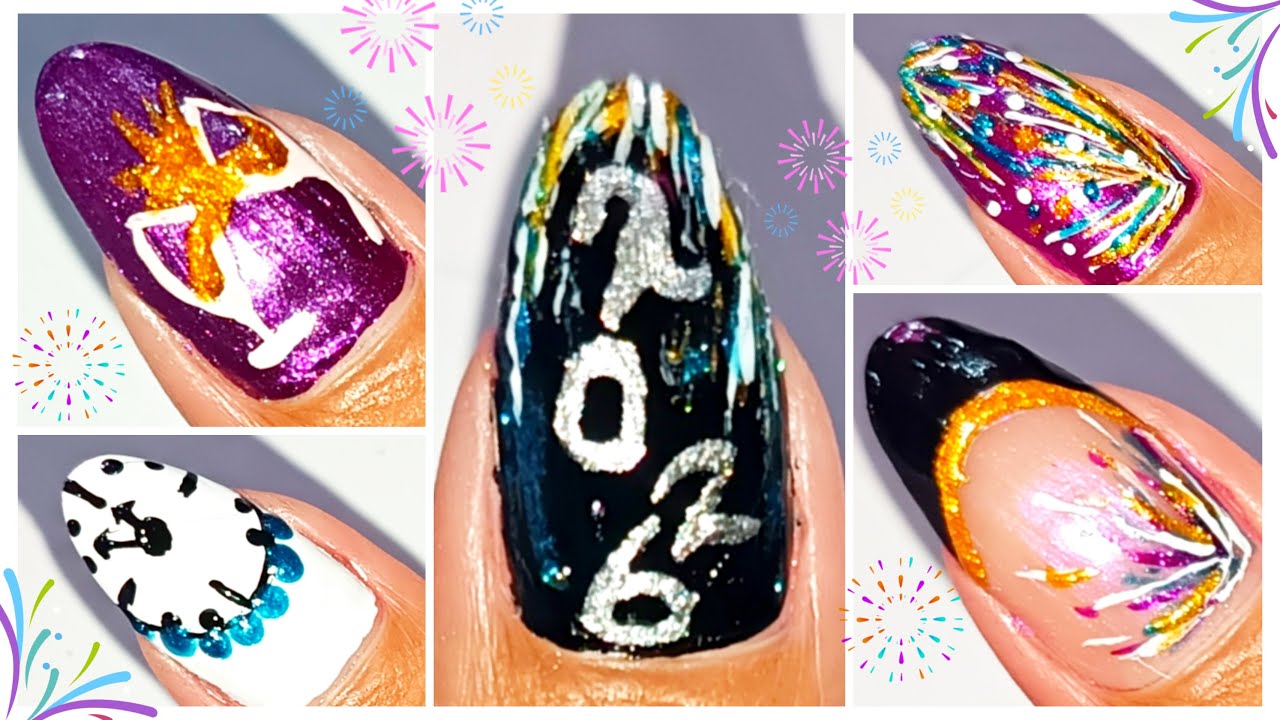 🎉🎇2026 ¡Fácil y Divino! 🌟 5 Diseños de Uñas para Año Nuevo