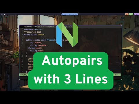 I replaced autopairs plugin with 3 lines