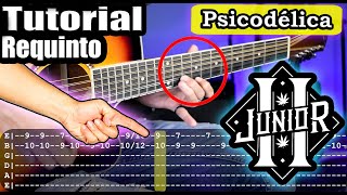 Video thumbnail of "Psicodélica - Junior H - Requinto y Acordes | Tutorial | Como tocar en Guitarra + PDF"