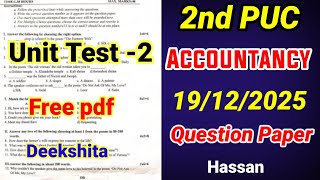 2nd PUC Accountancy Unit Test 2 Question Paper 2025 important questions unit test  screenshot 1