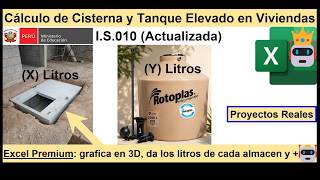 Excel Calculo de Volumen de Cisterna y Tanque Elevado en Viviendas screenshot 4