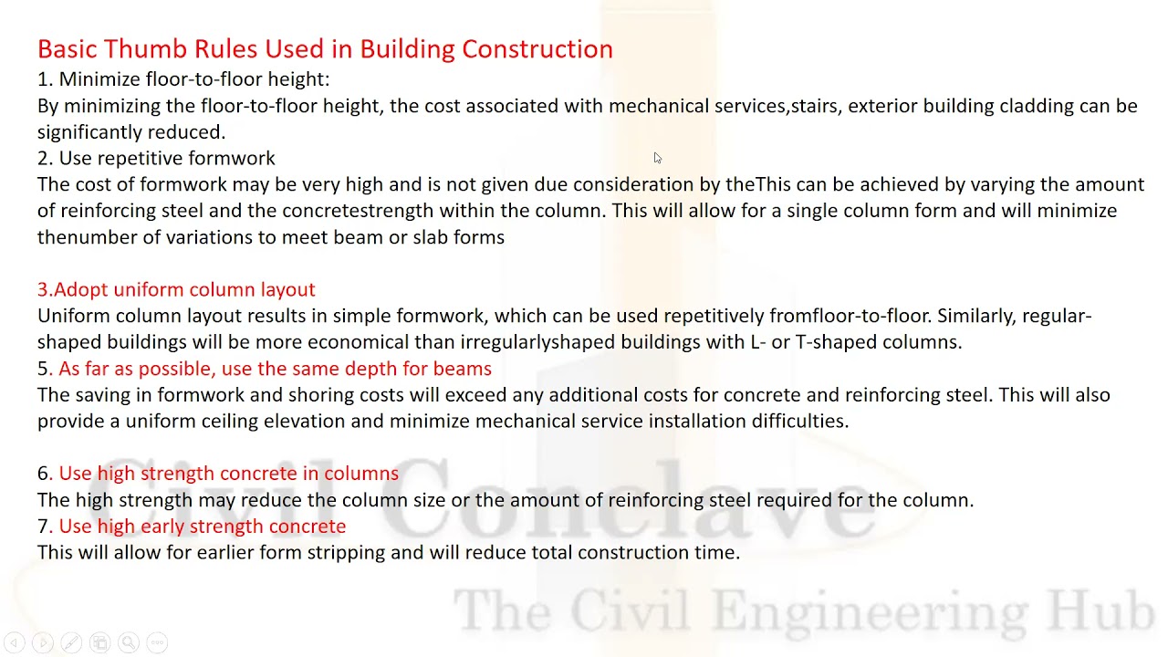 Thumb Rules Formula for Civil Engineers &Quantity Surveyors | - YouTube