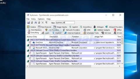 How to Remove Sysmenu DLL Entry from Start Up