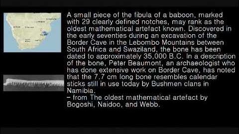 Lebombo Bone (Oldest Mathematical Artifact), Ishango Bone (Close Second)