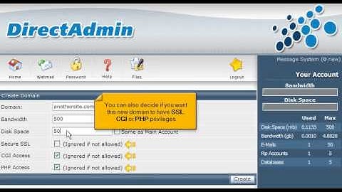 Hosting additional domains in DirectAdmin
