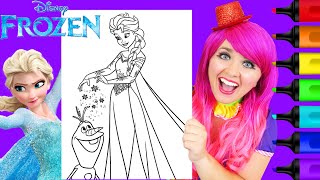 Coloring Frozen Elsa & Olaf | Markers