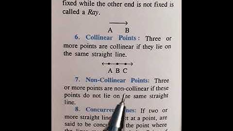 Defination of ray,Collinear points,Non-collinear points,Concurrent line