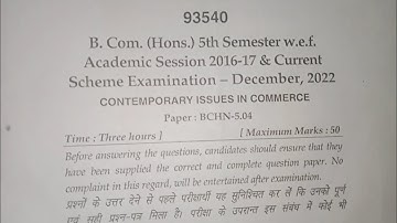 2022 MDU questions paper bcom (hons) 5th sem contemporary issues in commerce