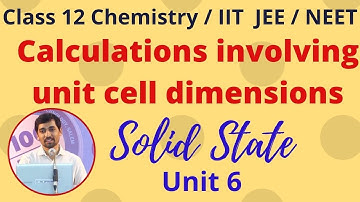 12th Chemistry Calculations involving unit cell dimensions Solid State Unit 6 Alex Maths TN Syllabus