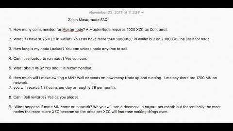 Zcoin Masternode FAQ