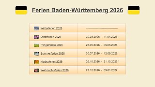 Ferien Baden Württemberg 2026