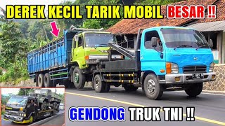Tarik Tronton !! Derek Hyundai, Towing Ragasa Gendong truk TNI, Trailer Hino Nenggak di Tanjakan