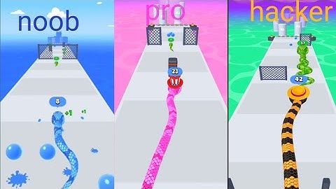 Noob vs PRO vs HACKER  -Snake Run Race 3D- game play Android, iOS