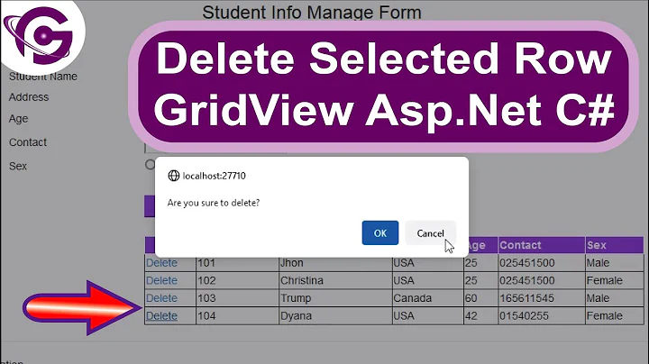 Delete Selected Row From GridView in Asp net C# with Confirmation