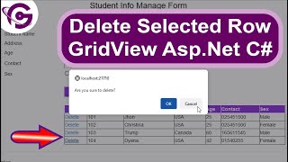 Delete Selected Row From GridView in Asp net C# with Confirmation