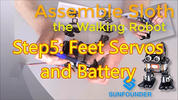 Assemble SunFounder "Sloth" Walking Arduino Robot Step 5: Install the Feet Servos and the Battery