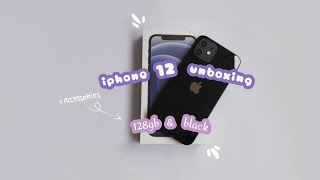 Black iPhone 12 unboxing | accessories | aesthetic