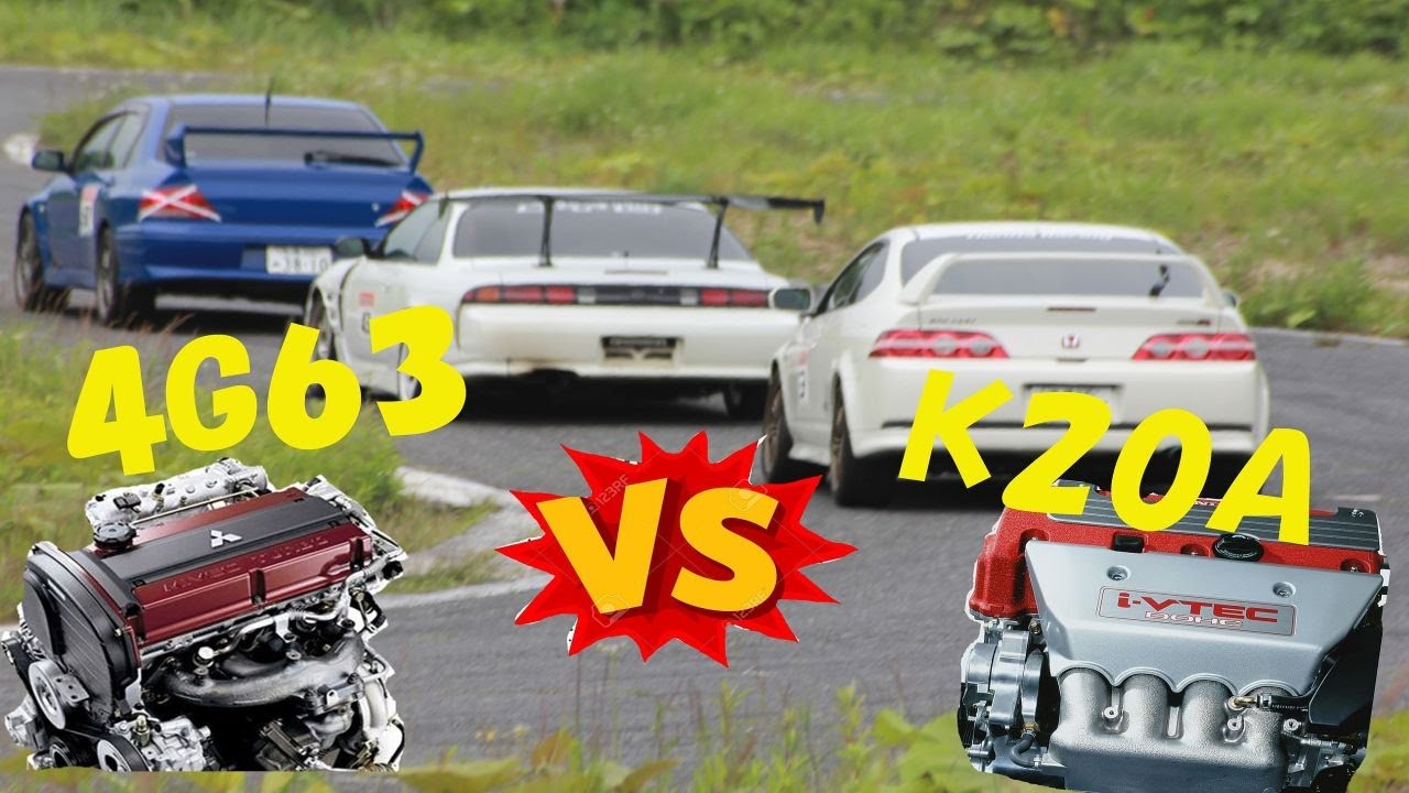 DC5 vs EVO7  at touge. K20A vs 4G63 stock engine battle