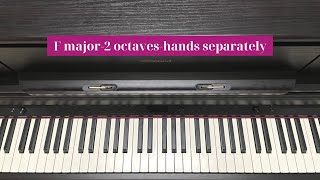 F major scale on Piano - 2 octaves, hands separately