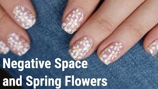 Negative Space and Flowers Nail Art - Маникюр с негативным пространством и цветами