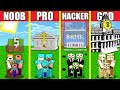 Minecraft Battle: BANK BUILD CHALLENGE - NOOB vs PRO vs HACKER vs GOD Animation HOUSE SECURE SAFEST